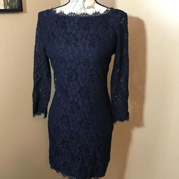 DVF zarita in Navy elegant luxury fitted size 4 - Picture 6 of 15